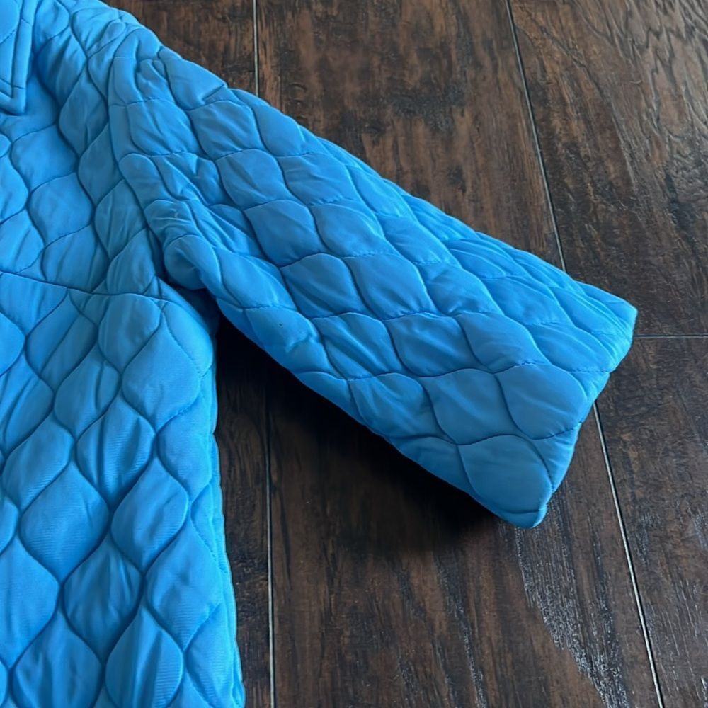 VTG 60s Lynn Caryl Chicago quilted nylon trench jacket light blue size L EUC - Picture 4 of 13
